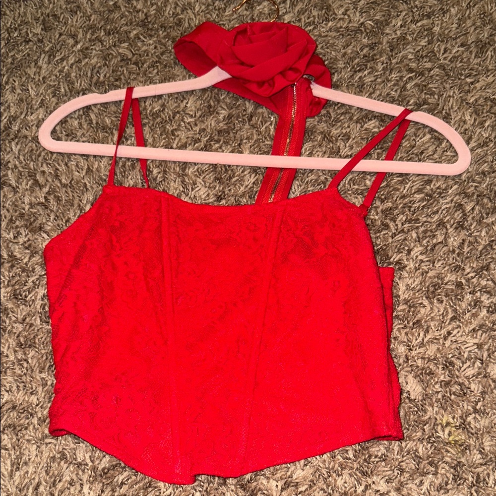 Red Lace Women's Top